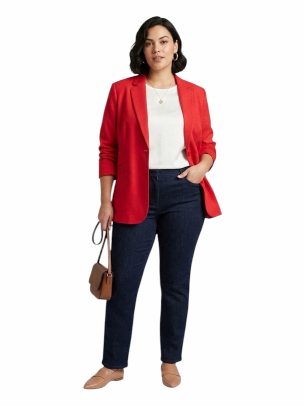 Chico’s City Chic Blazer Jacket Size 2  (12)  Sultry Red Polka Dot Lining NWT